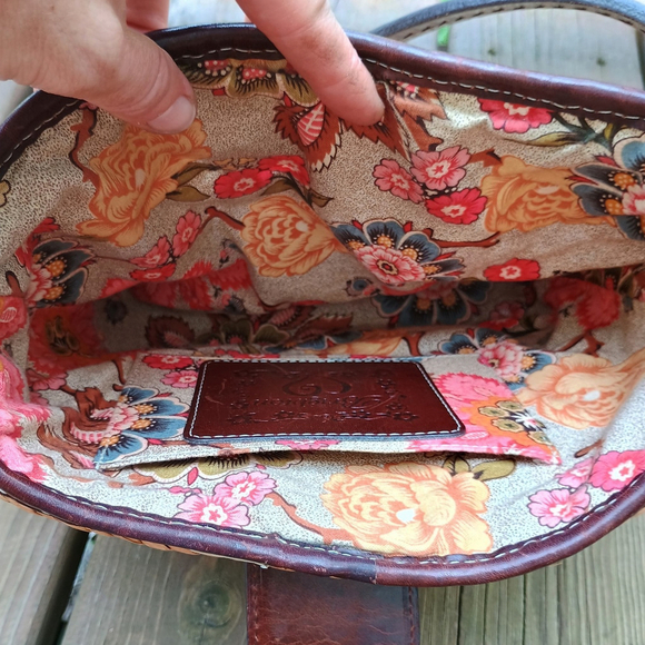 Vintage 90s Brighton Woven Wicker Straw Purse Shoulder Bag Brown Leather Strap - Picture 10 of 11